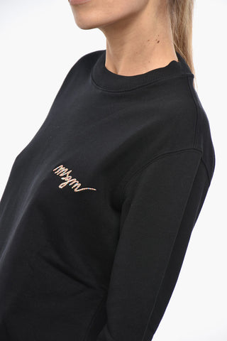 Cotton Crewneck Sweatshirt with Logo Embroidery