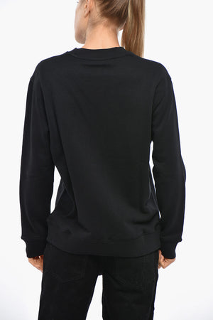 Cotton Crewneck Sweatshirt with Logo Embroidery