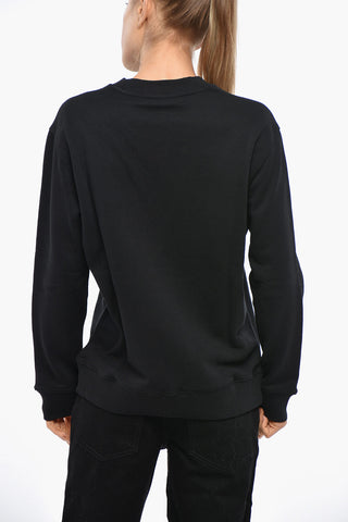 Cotton Crewneck Sweatshirt with Logo Embroidery