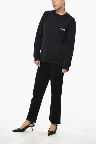 Cotton Crewneck Sweatshirt with Logo Embroidery