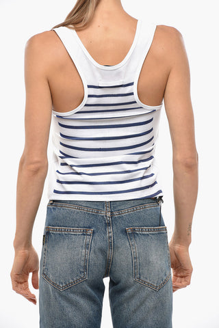 Tank Top in Spantex con Motivo a Righe