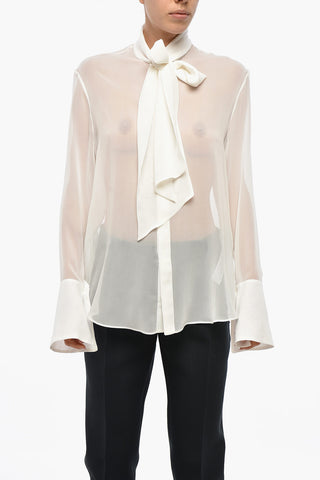 Blusa Tie Neck GEORGETTE in Chiffon di Seta
