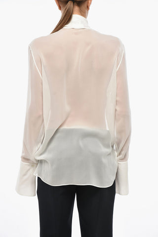 Blusa Tie Neck GEORGETTE in Chiffon di Seta