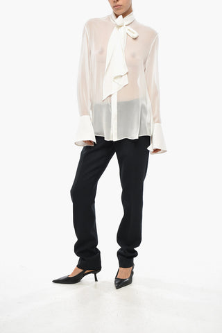 Blusa Tie Neck GEORGETTE in Chiffon di Seta