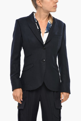 Halbgefütterter Blazer aus Wolle mit rohen Kanten