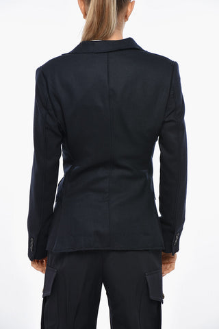 Halbgefütterter Blazer aus Wolle mit rohen Kanten