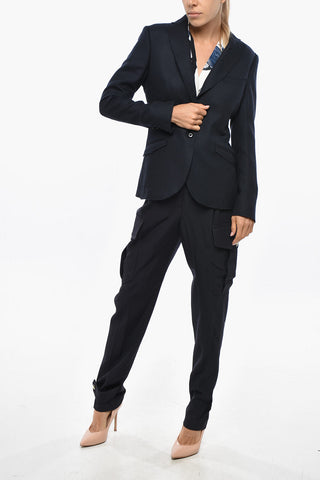 Halbgefütterter Blazer aus Wolle mit rohen Kanten