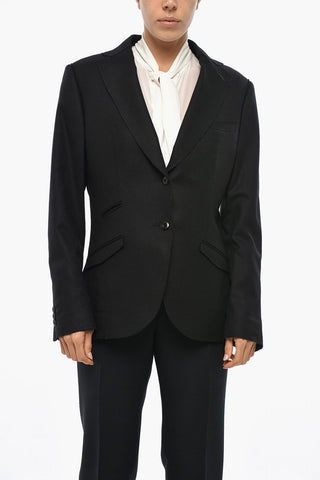 Wool Half-Lined Blazer with Raw-Edge Trims
