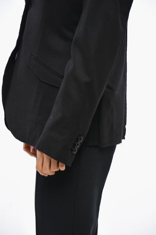 Wool Half-Lined Blazer with Raw-Edge Trims