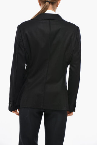 Wool Half-Lined Blazer with Raw-Edge Trims