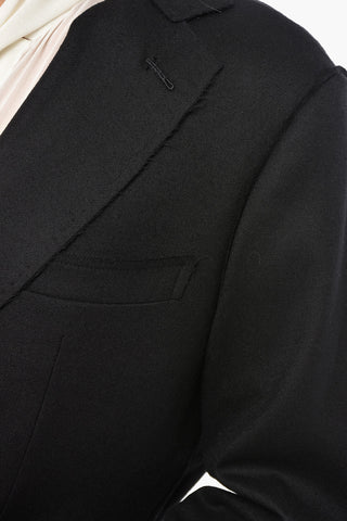 Wool Half-Lined Blazer with Raw-Edge Trims