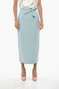 Cotton Midi Skirt with Belt