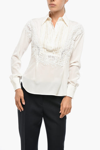 Camicia Tuxedo in Seta con Ricamo