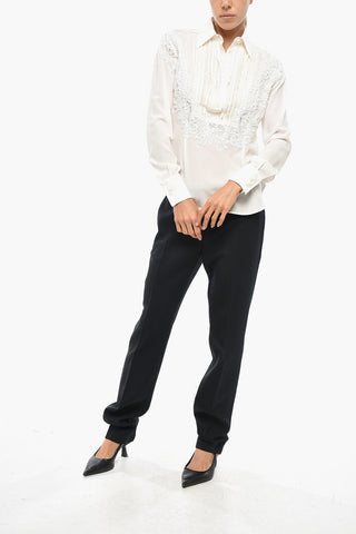 Camicia Tuxedo in Seta con Ricamo
