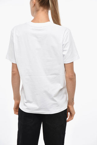 T-shirt Girocollo in Cotone con Logo Ricamato