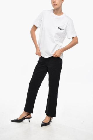 T-shirt Girocollo in Cotone con Logo Ricamato