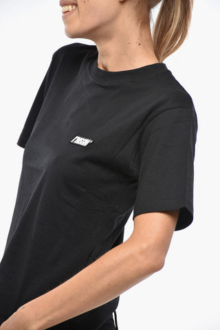Cotton Crewneck T-Shirt with Logo Patch