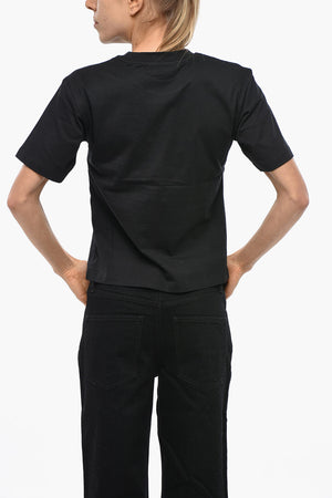 Cotton Crewneck T-Shirt with Logo Patch