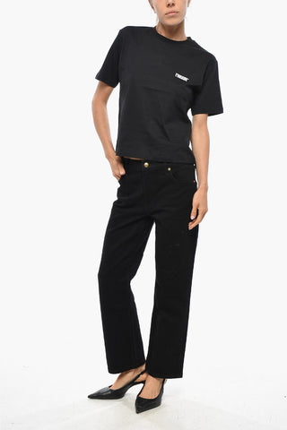 Cotton Crewneck T-Shirt with Logo Patch