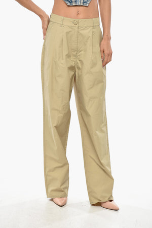 Pantaloni LELE a Doppia Pince in Nylon con Bottone Tone su Tono