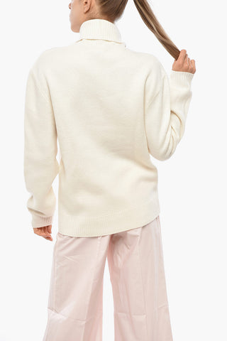 Merino Wool Turtleneck with Contrast Logo