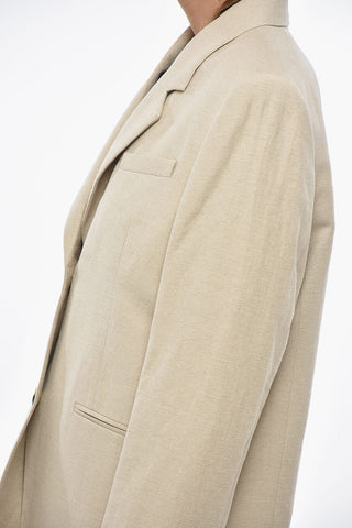 Blazer in Misto Lino con Tasche a Filo