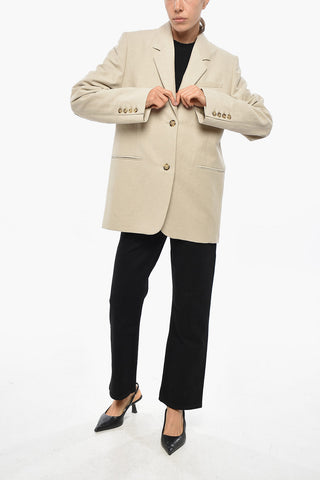 Linen-Blend Blazer with Welt Pockets