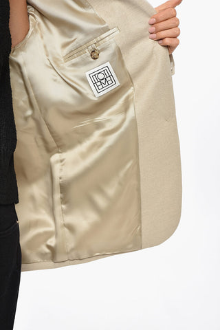 Blazer in Misto Lino con Tasche a Filo