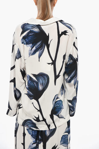 Floral Patterned Silk Shirt with Breast-pocket