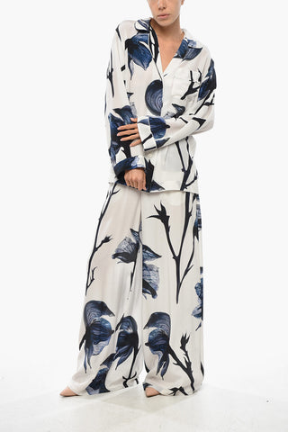 Floral Patterned Silk Shirt with Breast-pocket