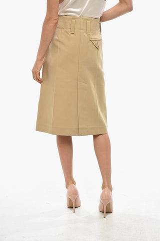 Cotton Pencil Skirt with Front Slit