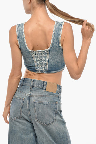 Denim Corset Top with Front Zip