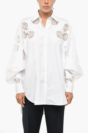 Poplin Blouse With Lace Inserts
