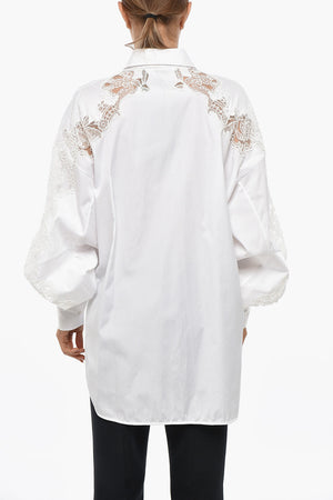 Poplin Blouse With Lace Inserts