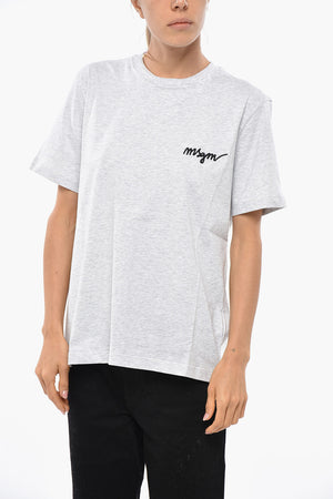 Cotton Crewneck T-Shirt with Embroidered Logo