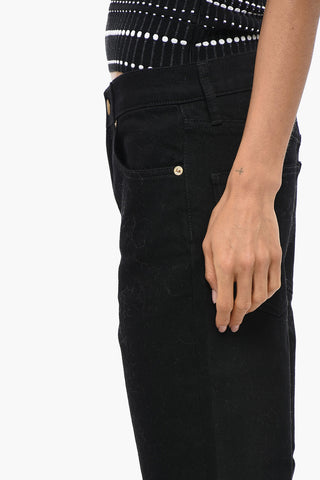Jeans mit dunkler Waschung und 20 cm Knopf mit Gold-Effekt