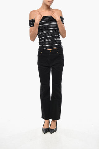 Jeans mit dunkler Waschung und 20 cm Knopf mit Gold-Effekt