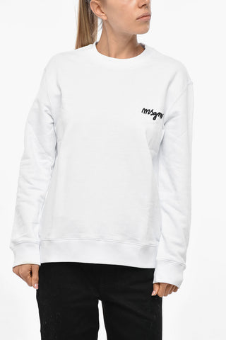 Cotton Crewneck Sweatshirt with Logo Embroidery