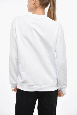 Cotton Crewneck Sweatshirt with Logo Embroidery