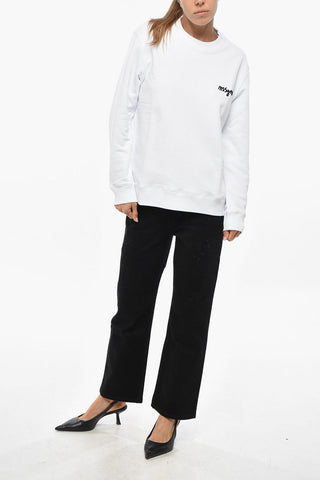 Cotton Crewneck Sweatshirt with Logo Embroidery