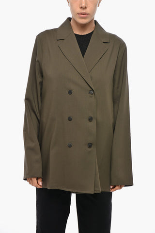 Unlined Double-Breasted Blazer Without Pockets