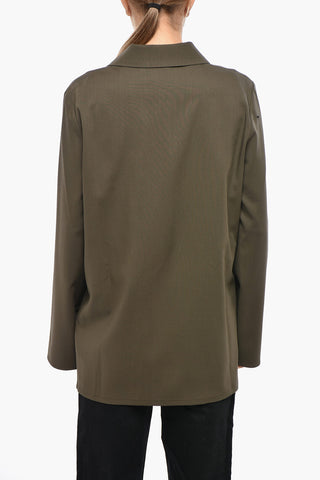 Unlined Double-Breasted Blazer Without Pockets