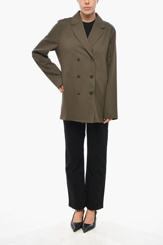 Unlined Double-Breasted Blazer Without Pockets