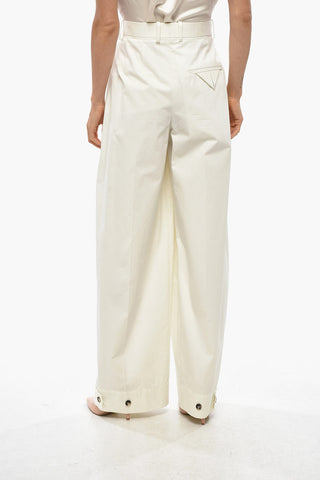 Pantaloni in Cotone a 2 Pince con Chiusura a Scomparsa