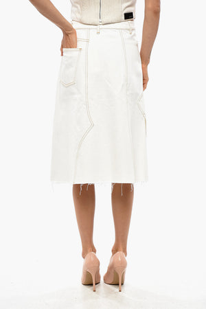 Denim Trapeze Skirt with Destructured Design