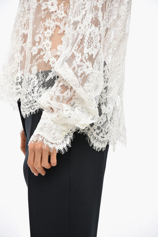 Camicia in Pizzo con Maniche a Sbuffo