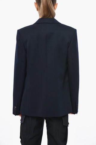 Double-breasted Wool Blazer with Flush Pockets