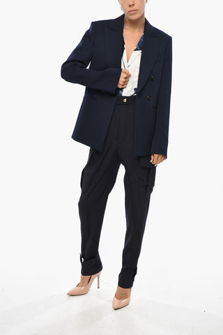 Double-breasted Wool Blazer with Flush Pockets