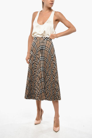 Tartan Patterned Accordion Midi Skirt