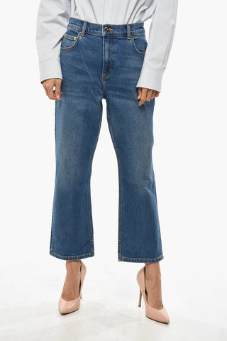 Straight-Leg Jeans with Regular Waist and 19cm Gold-Effect Button